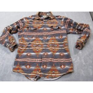 Express Rider Shirt Mens Medium Gray Southwestern Fleece Button Up Western